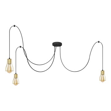 Suspension filaire TUBE 3xE27/10W/230V araignée noir/doré