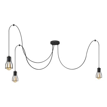 Suspension filaire TUBE 3xE27/15W/230V araignée noir