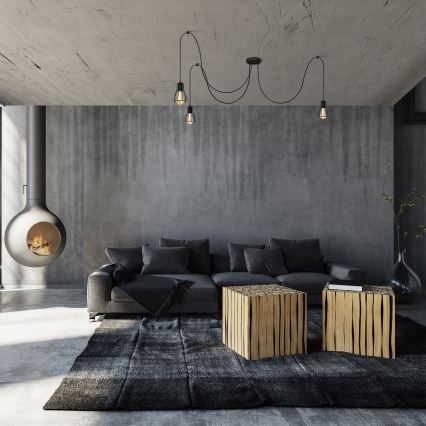 Suspension filaire TUBE 3xE27/15W/230V araignée noir