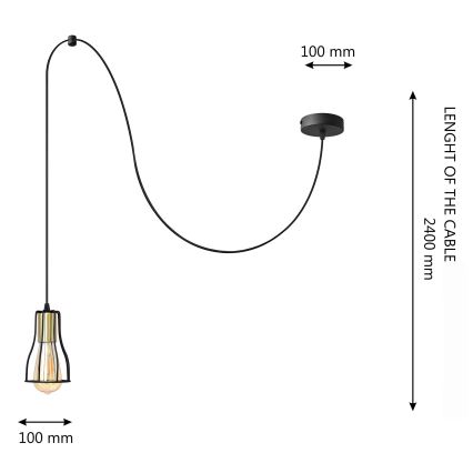 Suspension filaire TUBE LONG 1xE27/15W/230V noir/doré