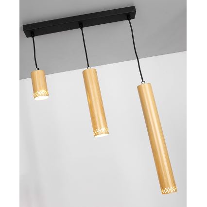 Suspension filaire TUBO 3xGU10/25W/230V bois