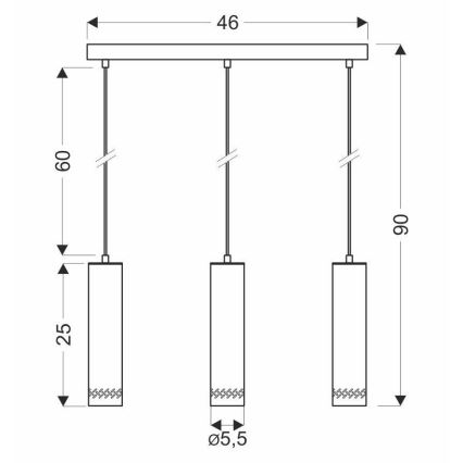 Suspension filaire TUBO 3xGU10/25W/230V