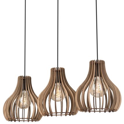 Suspension filaire TUCCI 3xE27/15W/230V chêne/noir