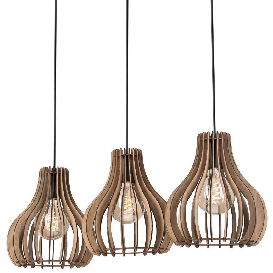 Suspension filaire TUCCI 3xE27/15W/230V chêne/noir