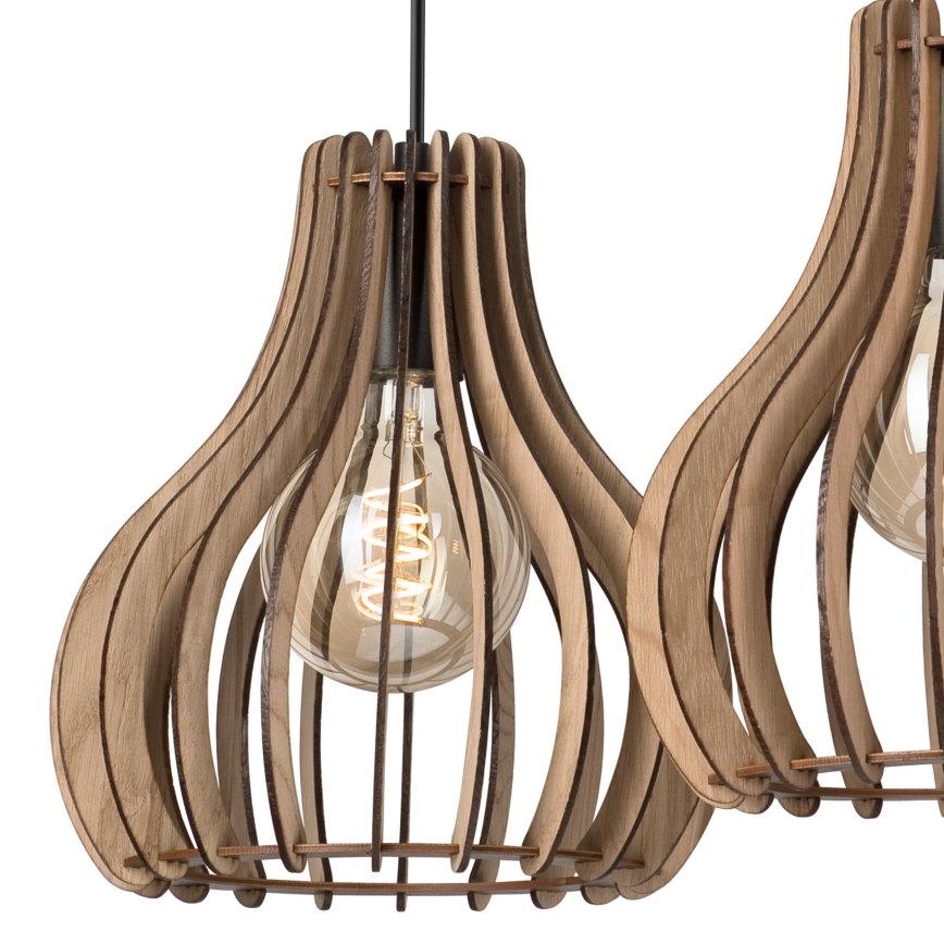 Suspension filaire TUCCI 3xE27/15W/230V chêne/noir