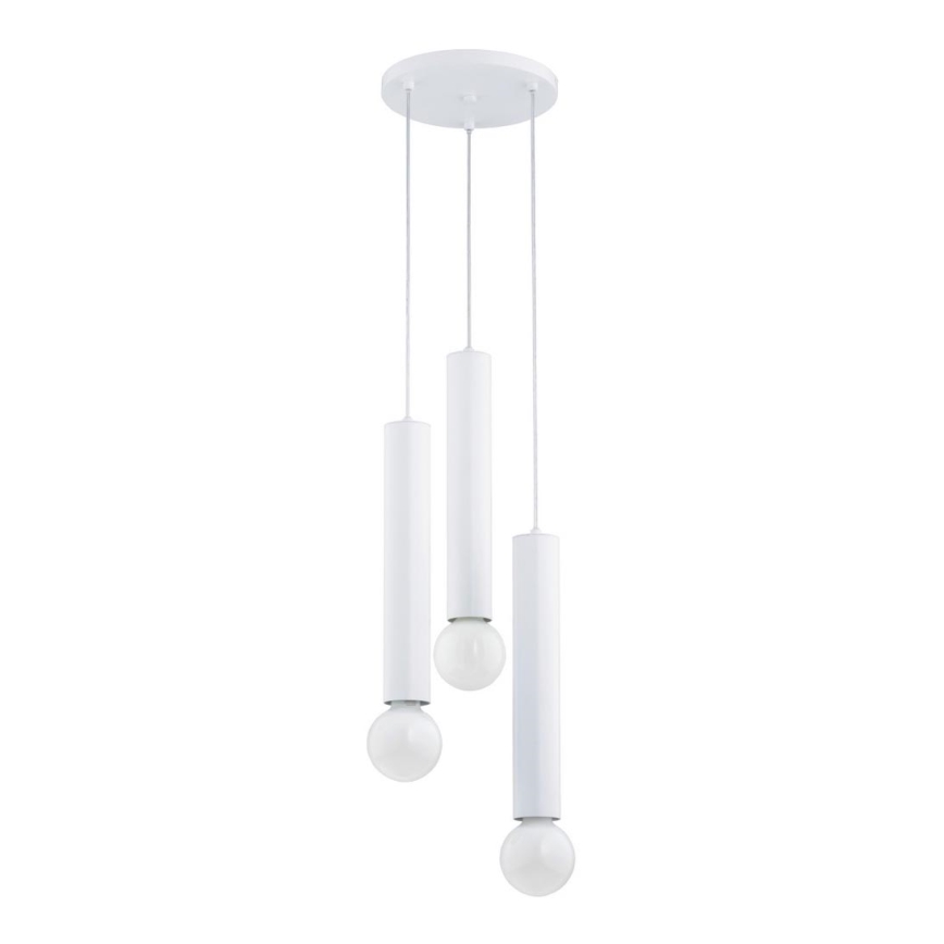 Suspension filaire TWISTER 3xE27/60W/230V diam. 28 cm blanc