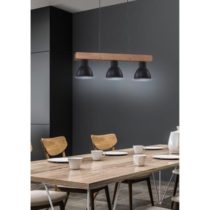 Suspension filaire VARIO 3xE27/60W/230V Bouleau