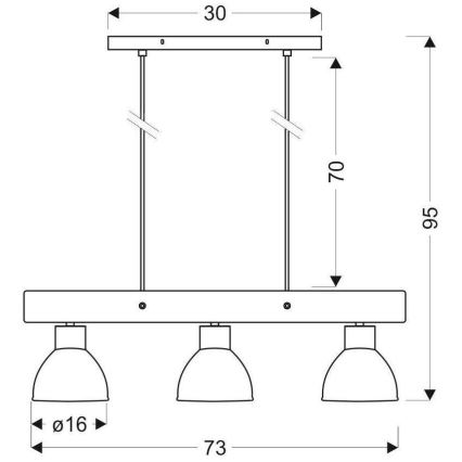Suspension filaire VARIO 3xE27/60W/230V Bouleau