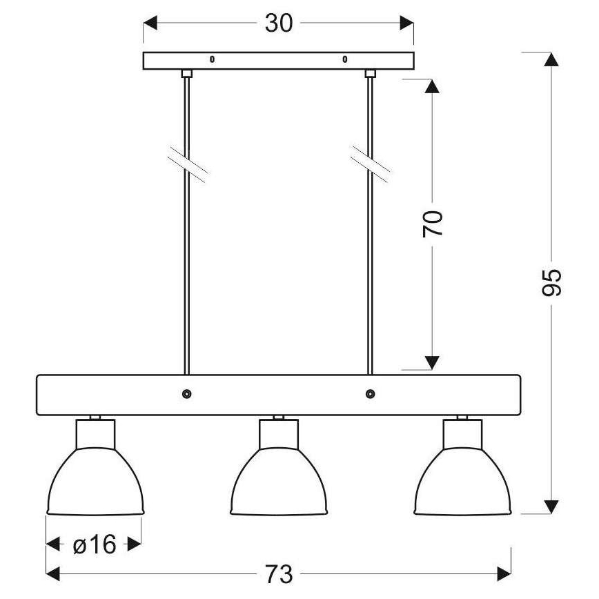 Suspension filaire VARIO 3xE27/60W/230V Bouleau