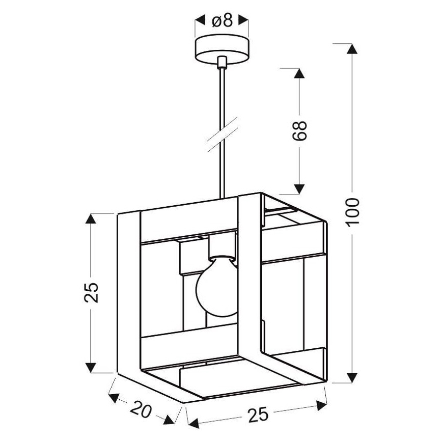 Suspension filaire VARNA 1xE27/40W/230V chêne