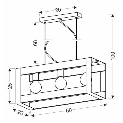 Suspension filaire VARNA 3xE27/40W/230V chêne