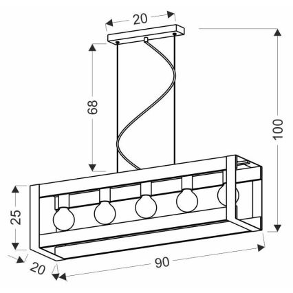 Suspension filaire VARNA 5xE27/40W/230V chêne