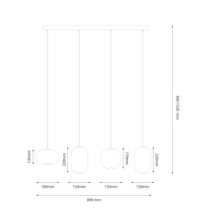 Suspension filaire VASO LED/15W/230V doré/fumé