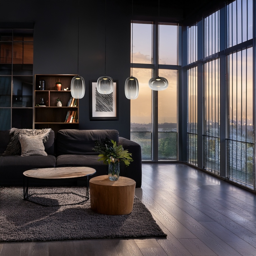 Suspension filaire VASO LED/15W/230V noir/fumé