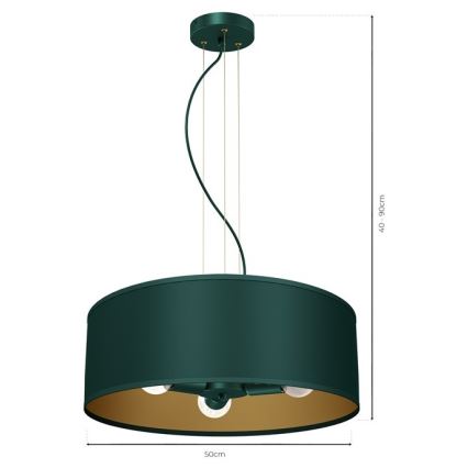 Suspension filaire VERDE 3xE27/60W/230V vert