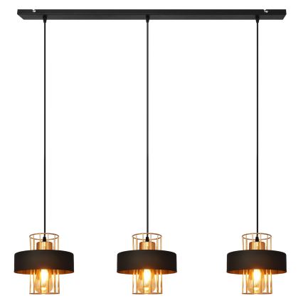 Suspension filaire VOLTA 3xE27/15W/230V noir/doré