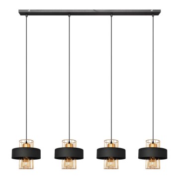 Suspension filaire VOLTA 4xE27/15W/230V noir/doré