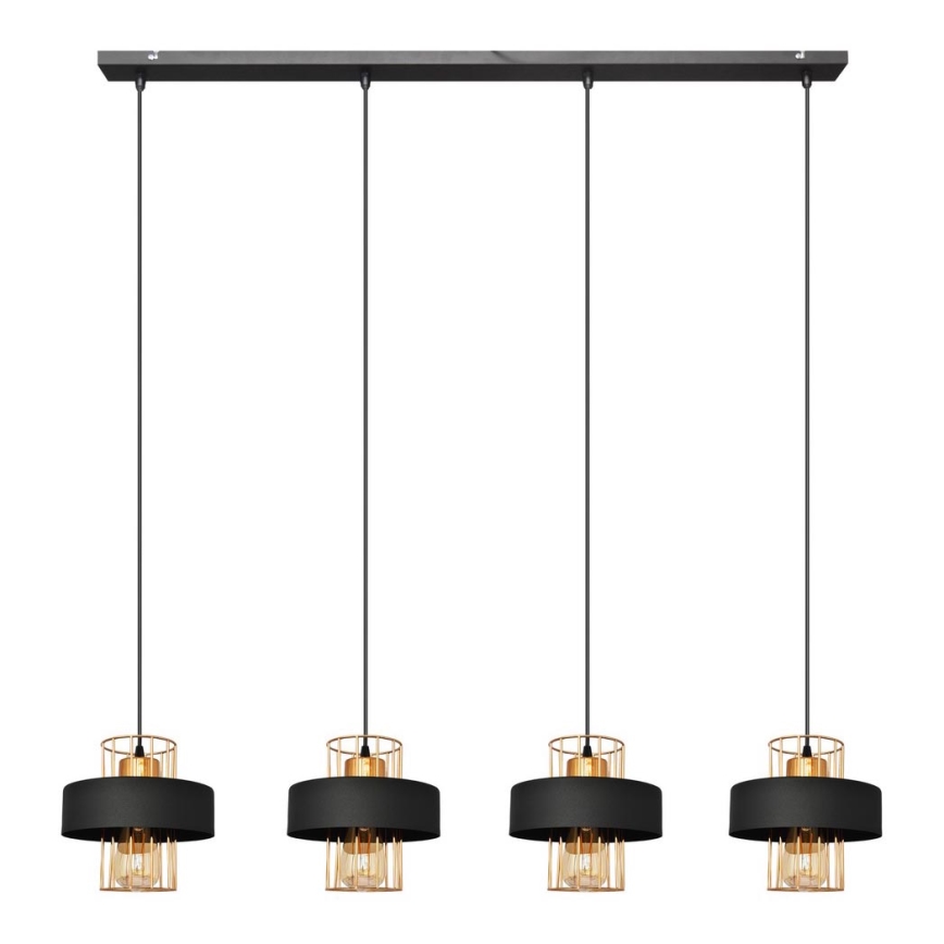 Suspension filaire VOLTA 4xE27/15W/230V noir/doré