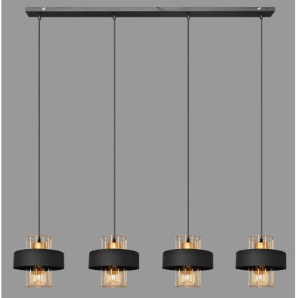 Suspension filaire VOLTA 4xE27/15W/230V noir/doré