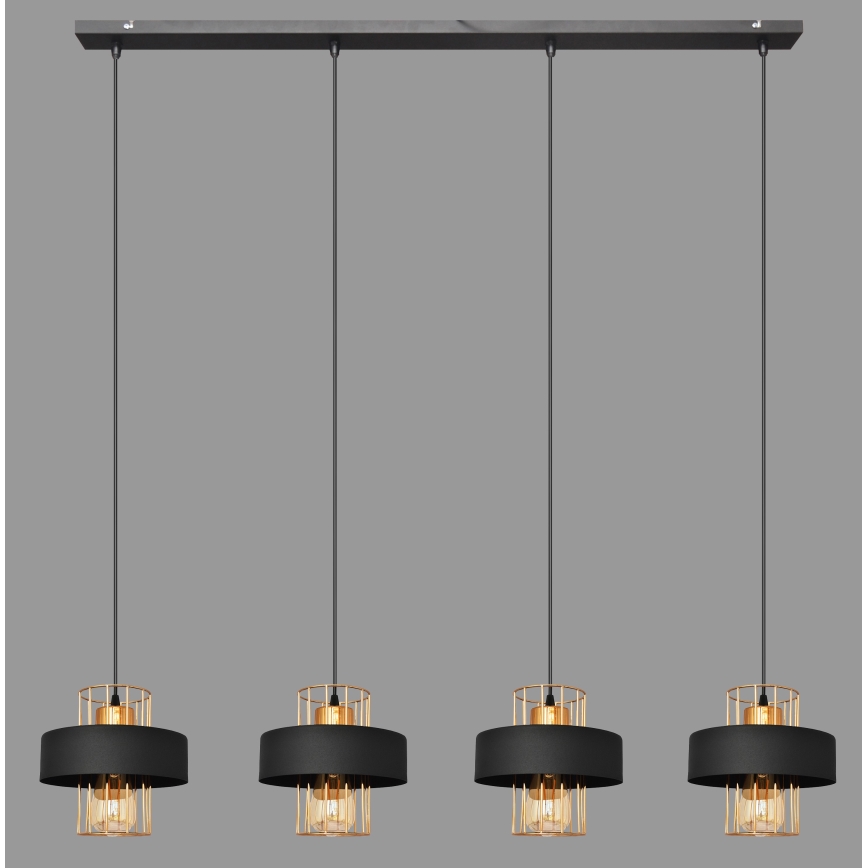 Suspension filaire VOLTA 4xE27/15W/230V noir/doré