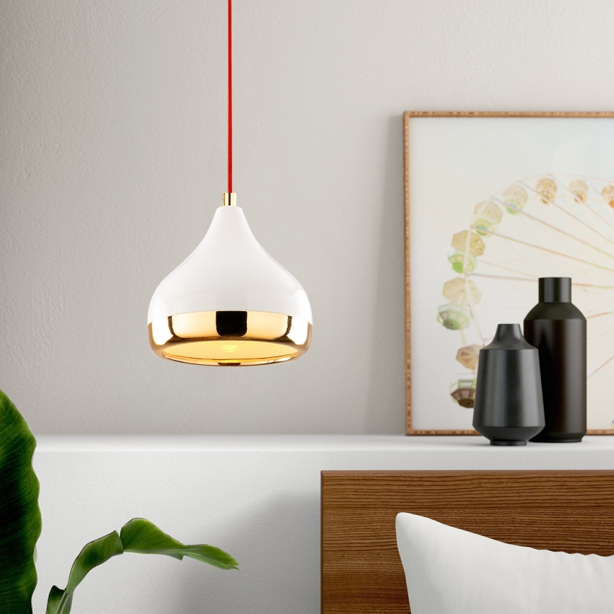 Suspension filaire YILDO 1xE27/40W/230V blanc/doré/rouge