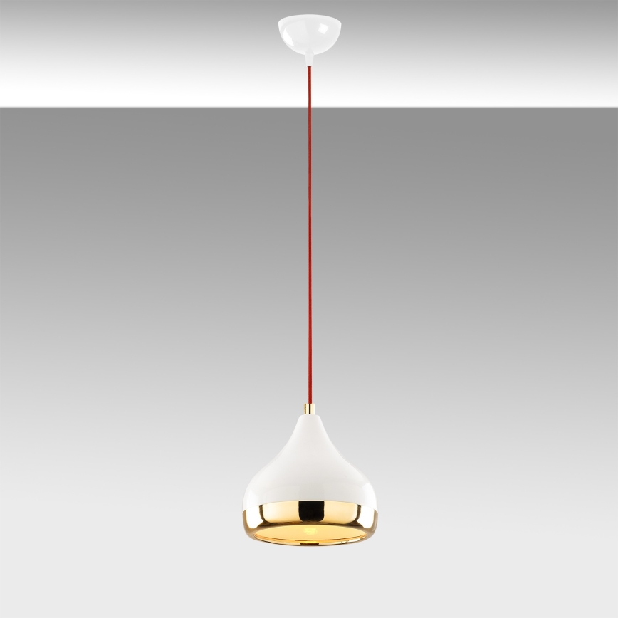Suspension filaire YILDO 1xE27/40W/230V blanc/doré/rouge