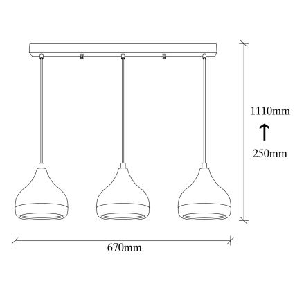 Suspension filaire YILDO 3xE27/40W/230V