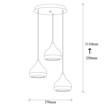 Suspension filaire YILDO 3xE27/40W/230V