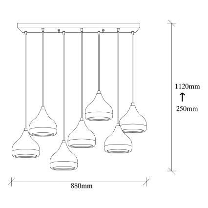 Suspension filaire YILDO 7xE27/40W/230V