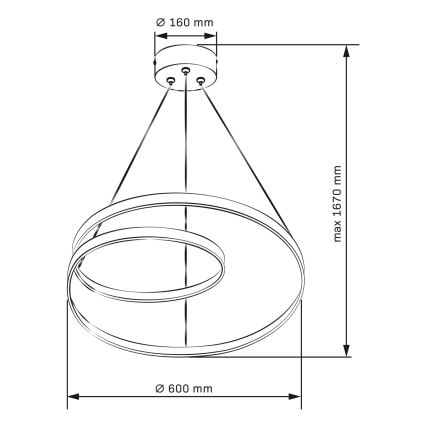 Suspension filaire ZEFIRA LED/52W/230V 4000K d. 60 cm anthracite