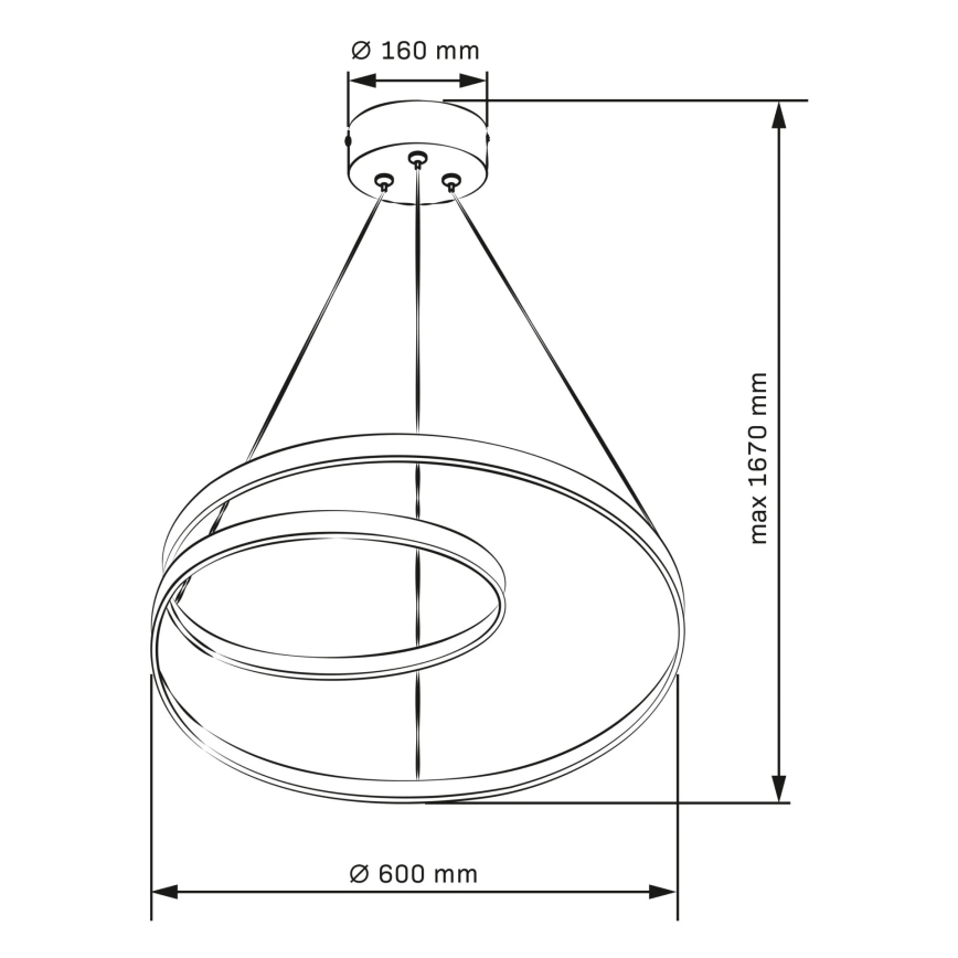 Suspension filaire ZEFIRA LED/52W/230V 4000K d. 60 cm anthracite