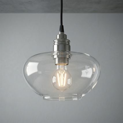 Suspension FLO sur câble 1xE27/15W/230V, chrome brillant / transparent