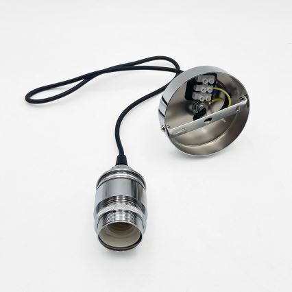 Suspension FLO sur câble 1xE27/15W/230V, chrome brillant / transparent
