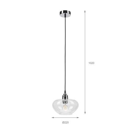 Suspension FLO sur câble 1xE27/15W/230V, chrome brillant / transparent