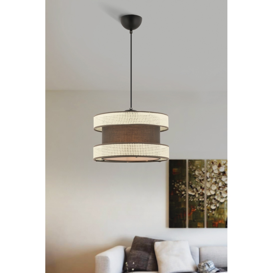 Suspension HALO 1xE27/60W/230V marron/crème