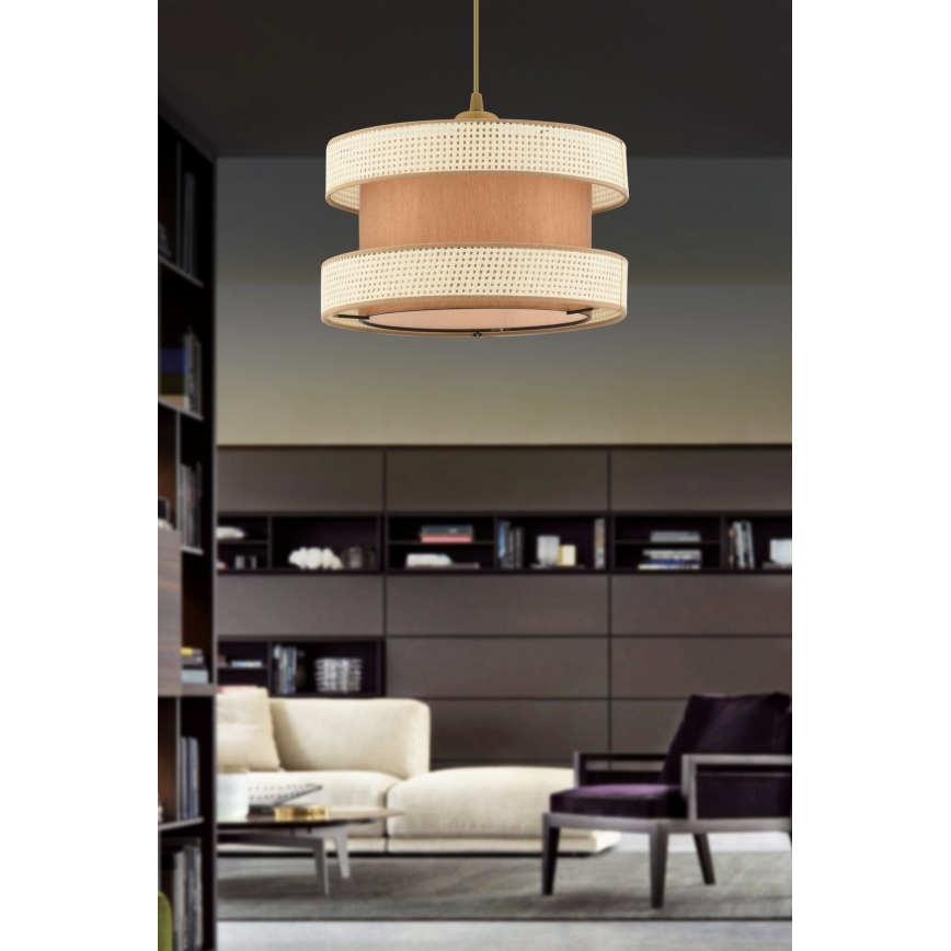 Suspension HALO 1xE27/60W/230V marron/crème