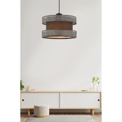 Suspension HALO 1xE27/60W/230V marron/gris