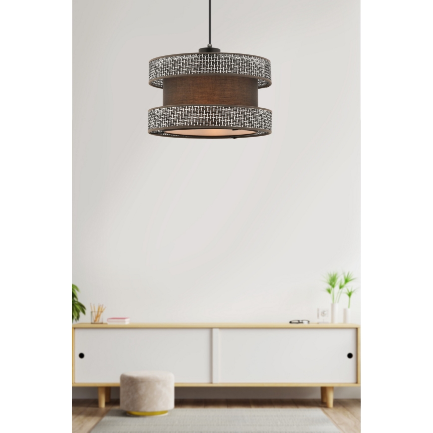 Suspension HALO 1xE27/60W/230V marron/gris