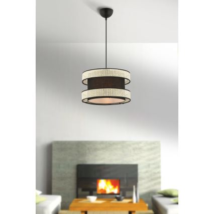 Suspension HALO 1xE27/60W/230V noir/crème
