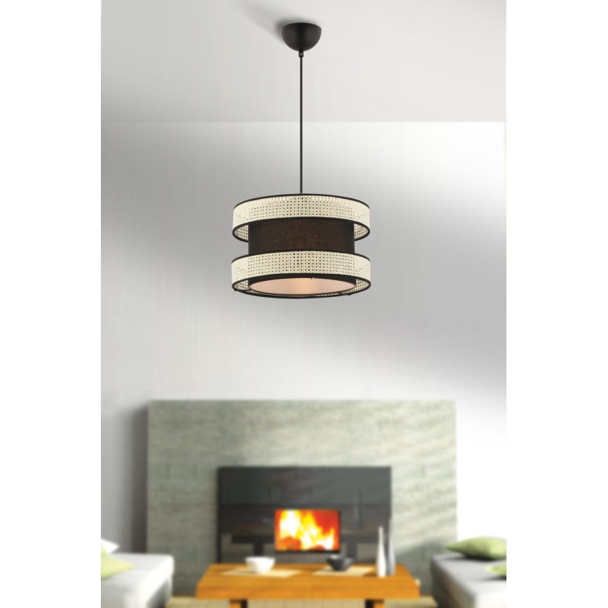 Suspension HALO 1xE27/60W/230V noir/crème