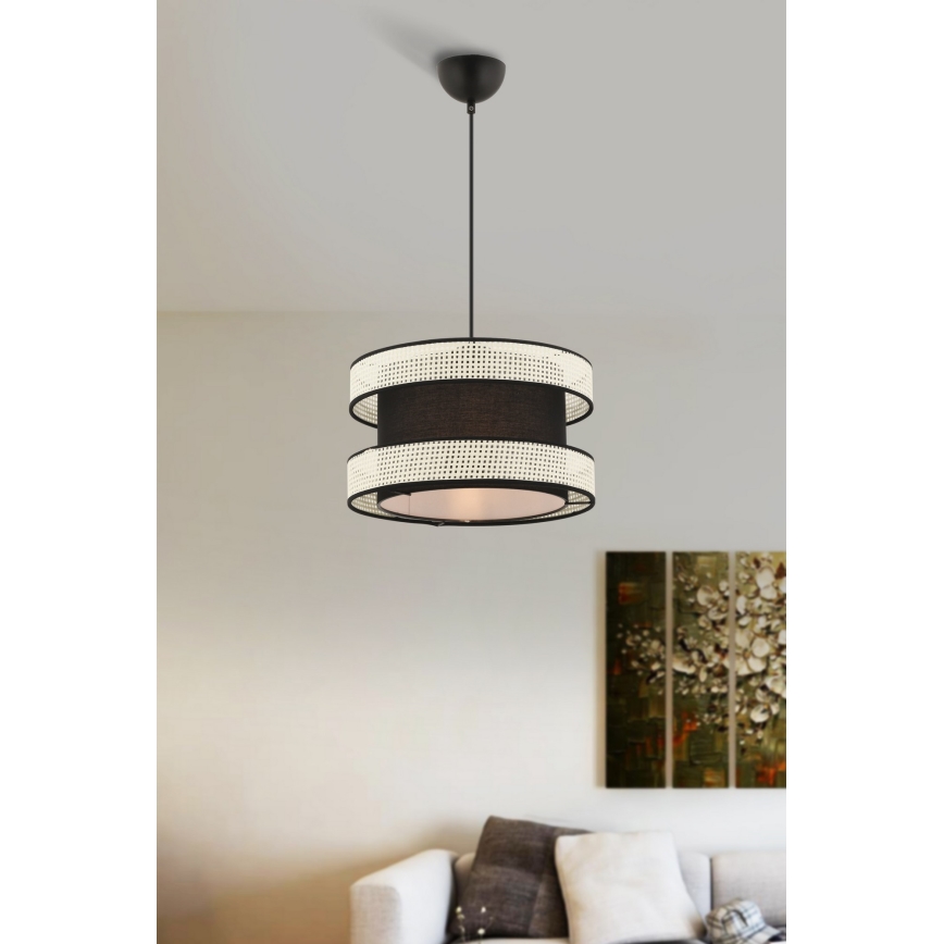 Suspension HALO 1xE27/60W/230V noir/crème