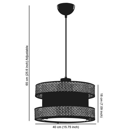 Suspension HALO 1xE27/60W/230V noir/crème