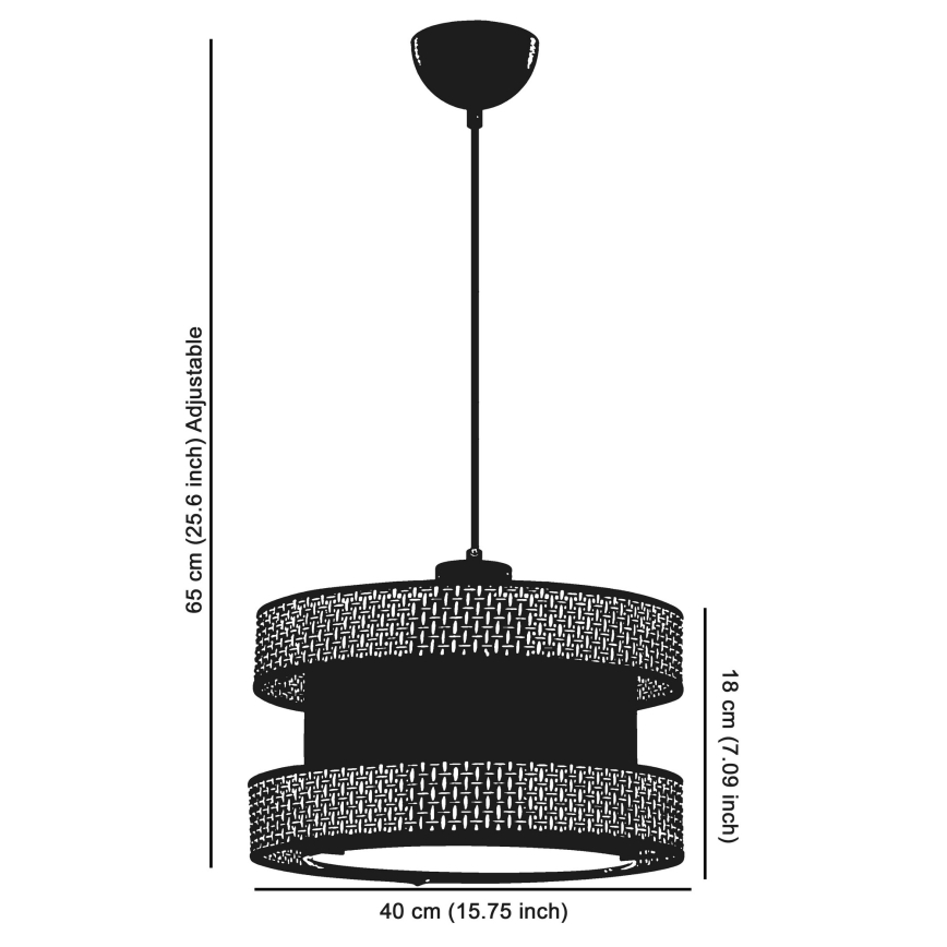 Suspension HALO 1xE27/60W/230V noir/crème