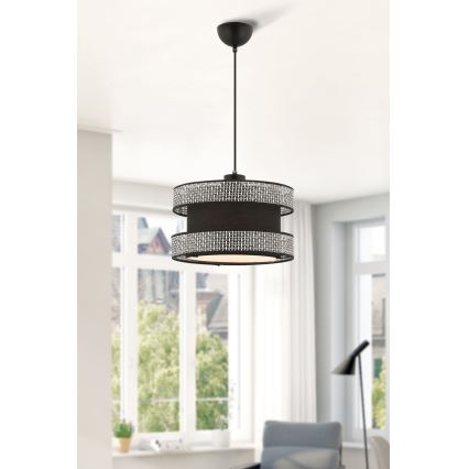 Suspension HALO 1xE27/60W/230V noir/gris