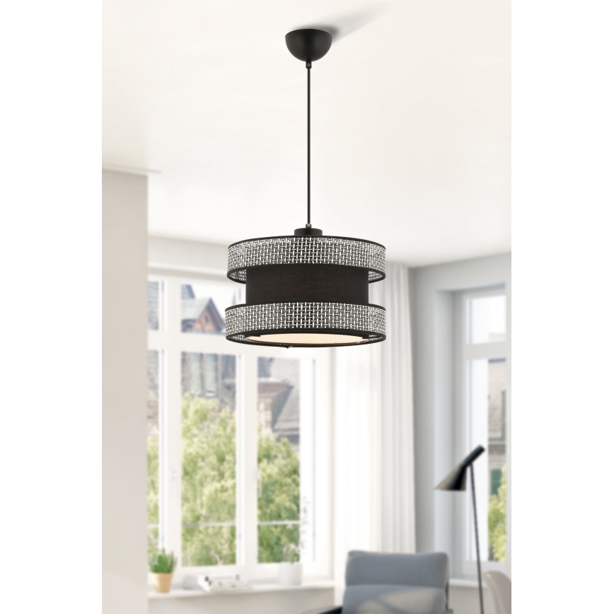 Suspension HALO 1xE27/60W/230V noir/gris