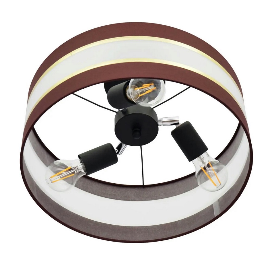 Suspension HELEN 3xE27/15W/230V marron/noir/doré