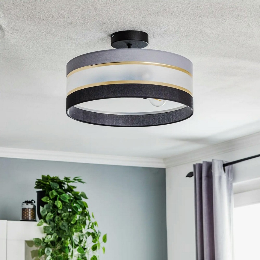 Suspension HELEN 3xE27/15W/230V noir/gris/doré