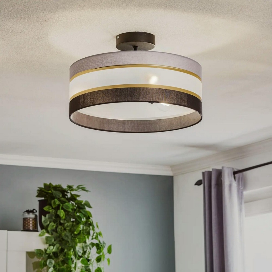 Suspension HELEN 3xE27/15W/230V noir/gris/doré