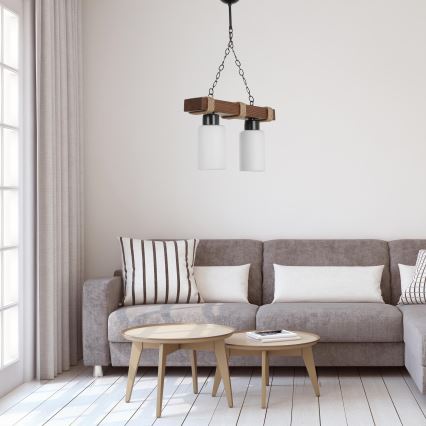 Suspension JASMIN 2xE27/40W/230V marron/blanc
