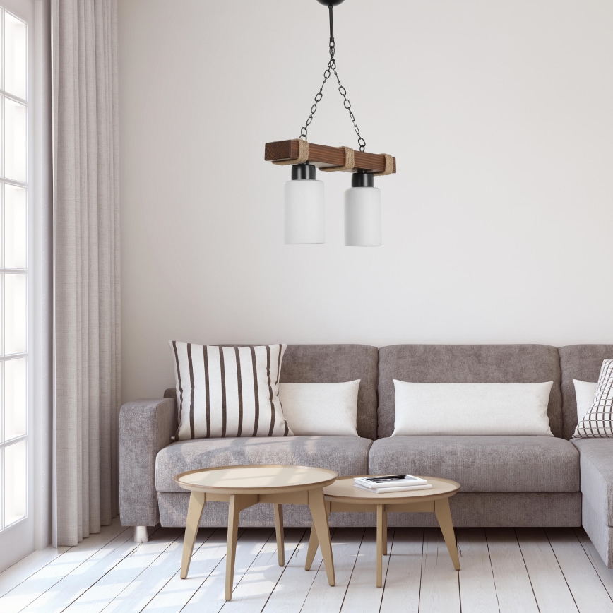 Suspension JASMIN 2xE27/40W/230V marron/blanc
